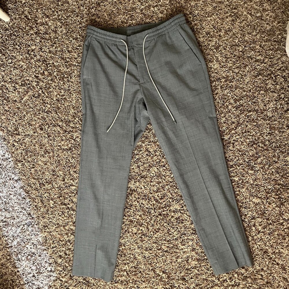 'Extra Slim Black Wool-Blend Drawstring Modern Tech Dress Pant'